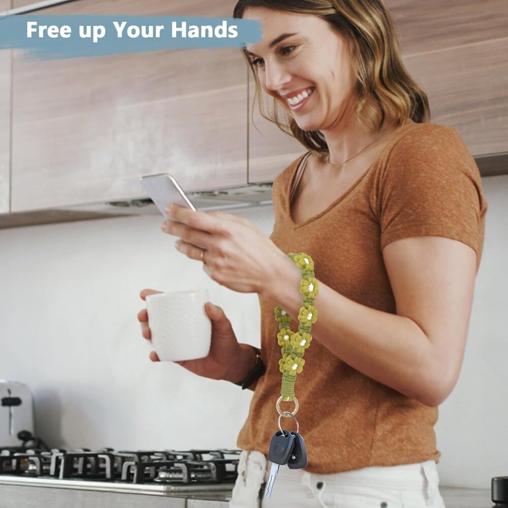 Boho Macrame Keychain Wristlet Keychain Weave Exq… - image 7